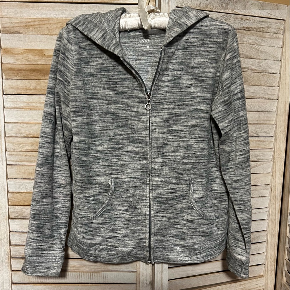 New York & Company Heather Gray Knit Sweatshirt